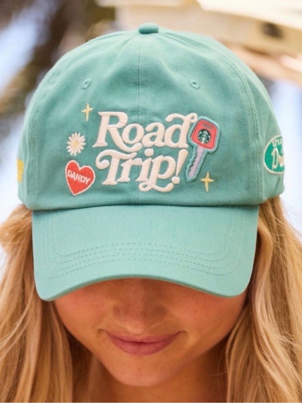 Teal 'Road Trip!' Embroidered Baseball Cap